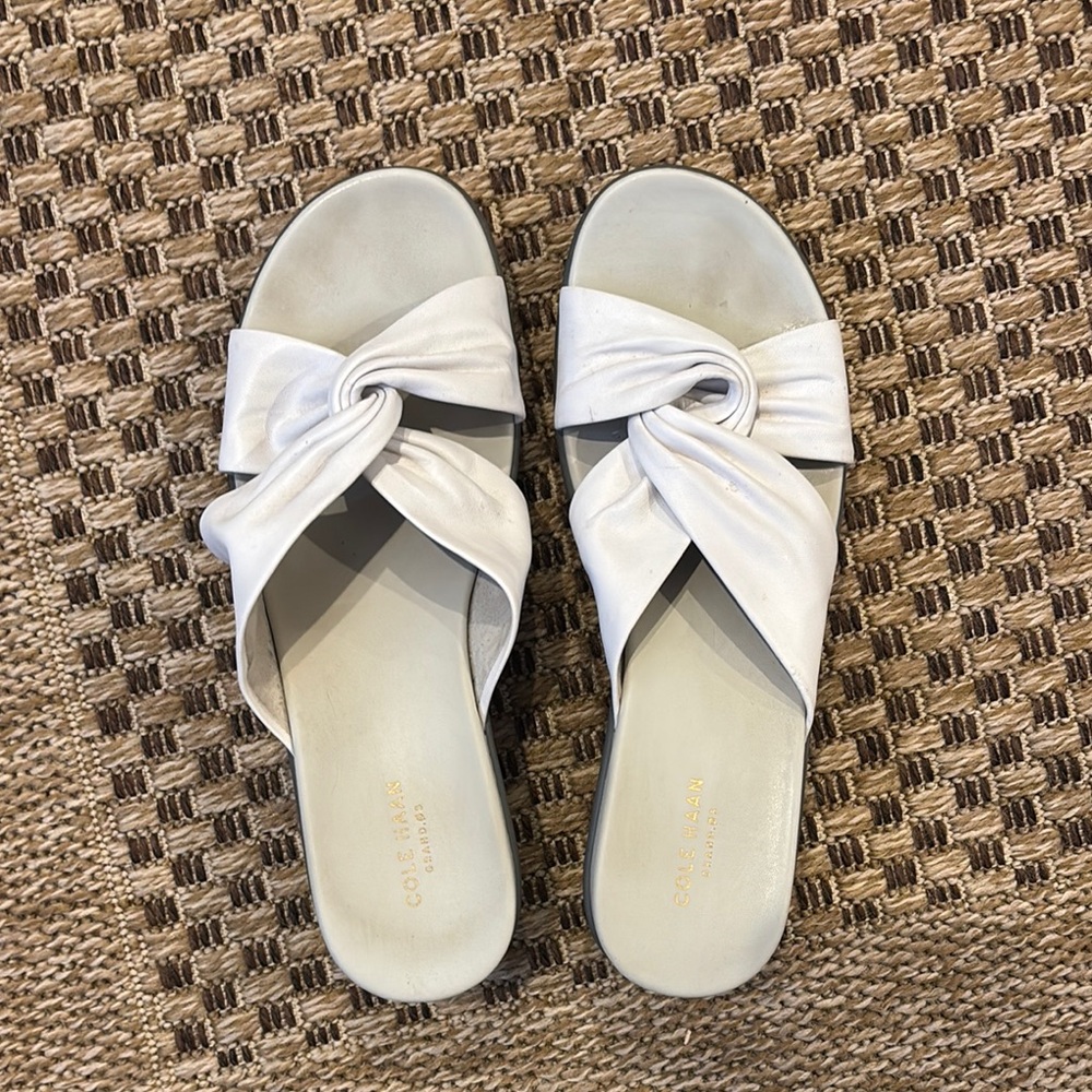Cole Haan White Sandals with Crisscross Straps